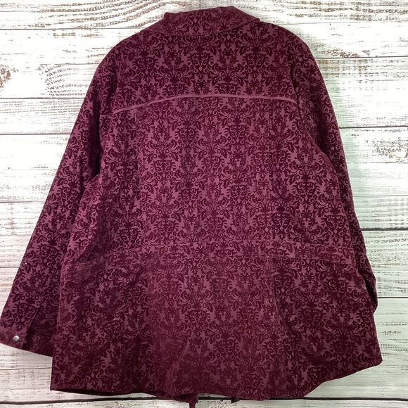 CJ BANKS PLUS SIZE 2X 20 22W FALL WINTER JACKET RED BURGUNDY VELVET COAT TOP NWT - Picture 12 of 14